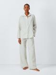 John Lewis Chambray Stripe Long Pyjama Set, Buttermilk/Blue