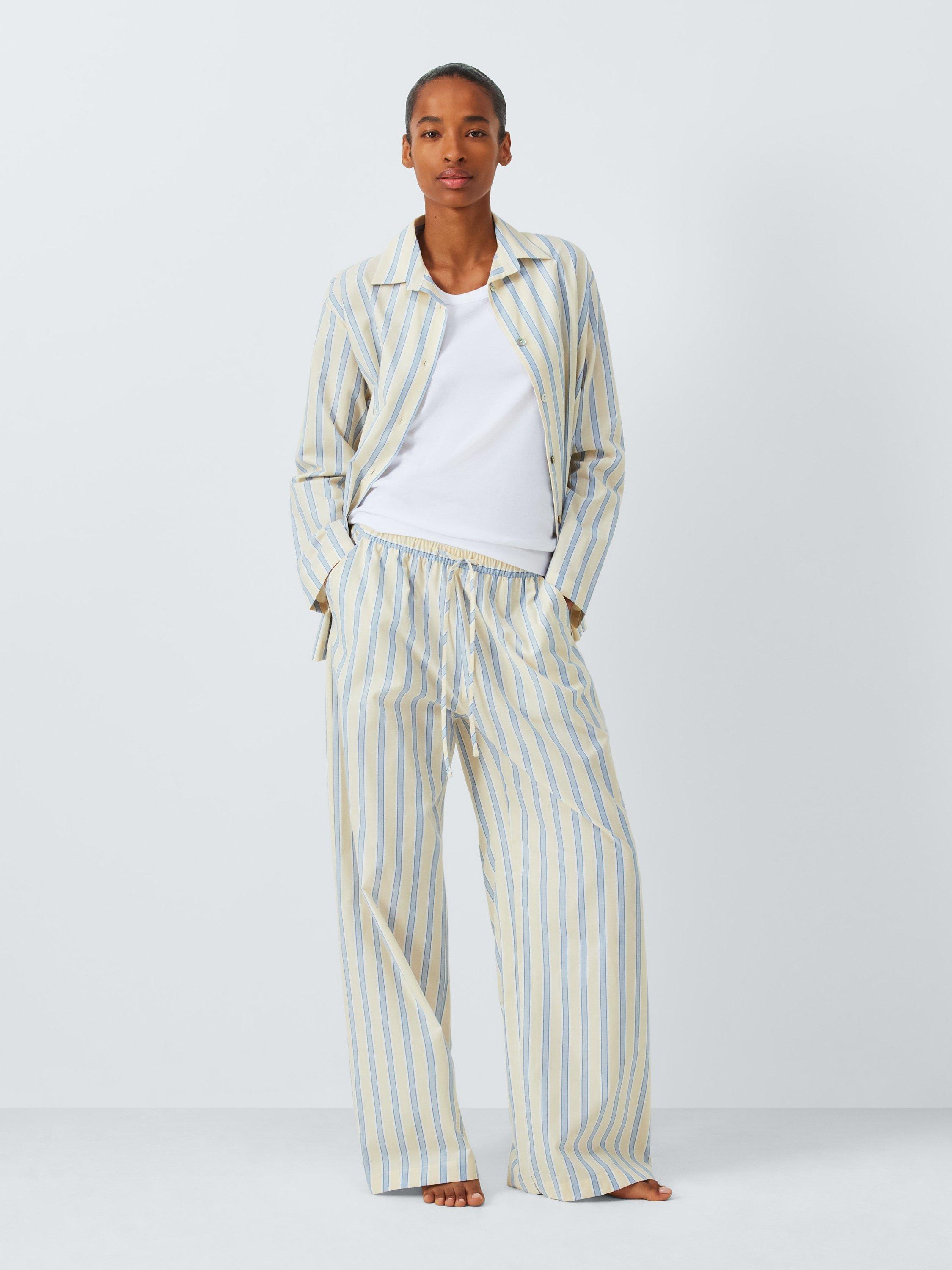Product image 3 of 6, which shows John Lewis Chambray Stripe Long Pyjama Set, Buttermilk/Blue, 8