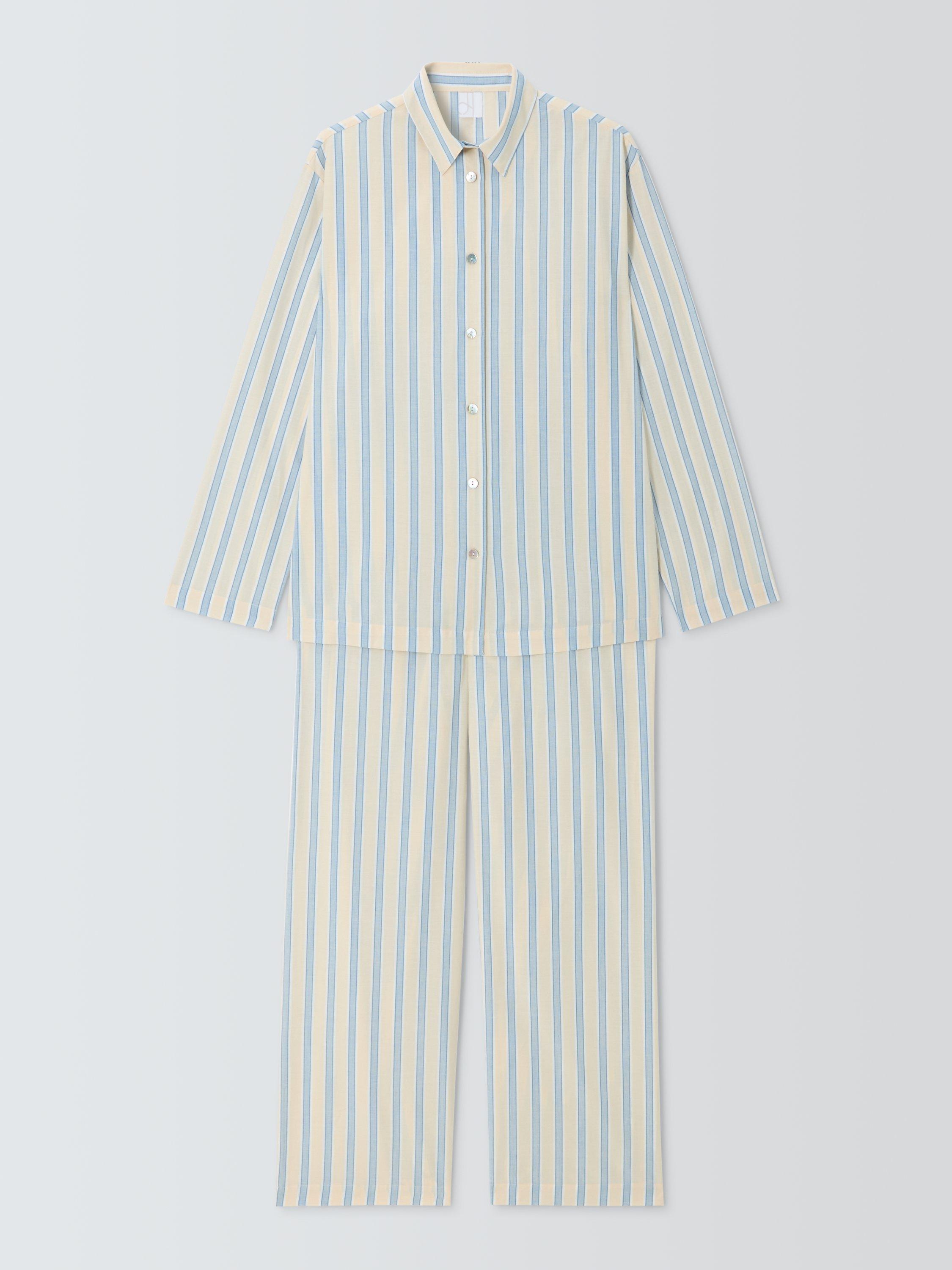 Product image 4 of 6, which shows John Lewis Chambray Stripe Long Pyjama Set, Buttermilk/Blue, 8