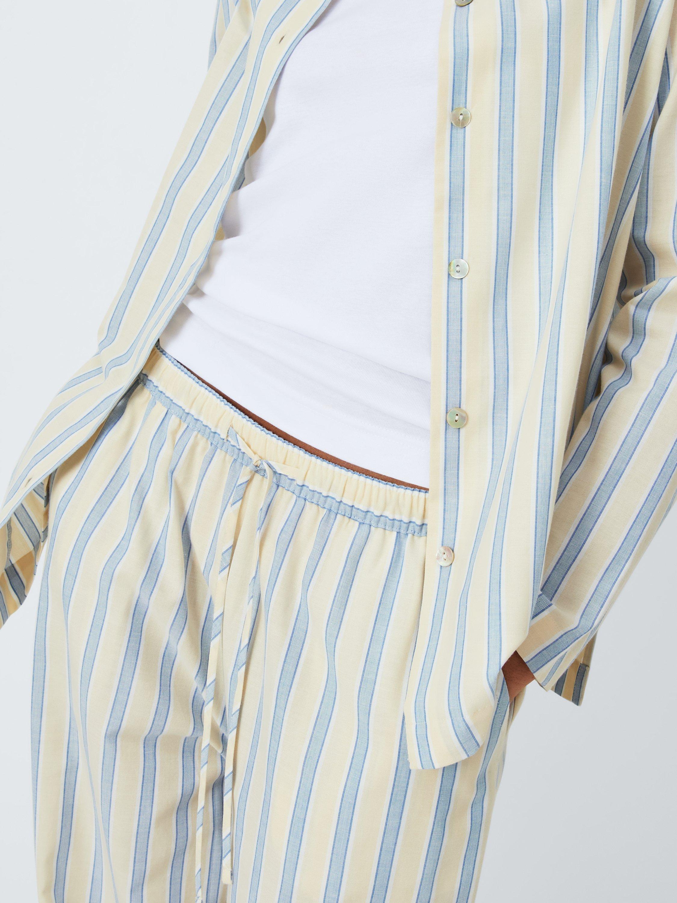 Product image 6 of 6, which shows John Lewis Chambray Stripe Long Pyjama Set, Buttermilk/Blue, 8