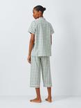 John Lewis Gingham Cropped Pyjama Set, Khaki/Ivory