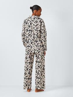 John Lewis Oversized Leopard Print Long Pyjama Set, Natural - view 2, Natural