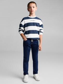 Mango Kids' Comfy Elasticated Drawstring Waist Jeans - view 2, Open Blue