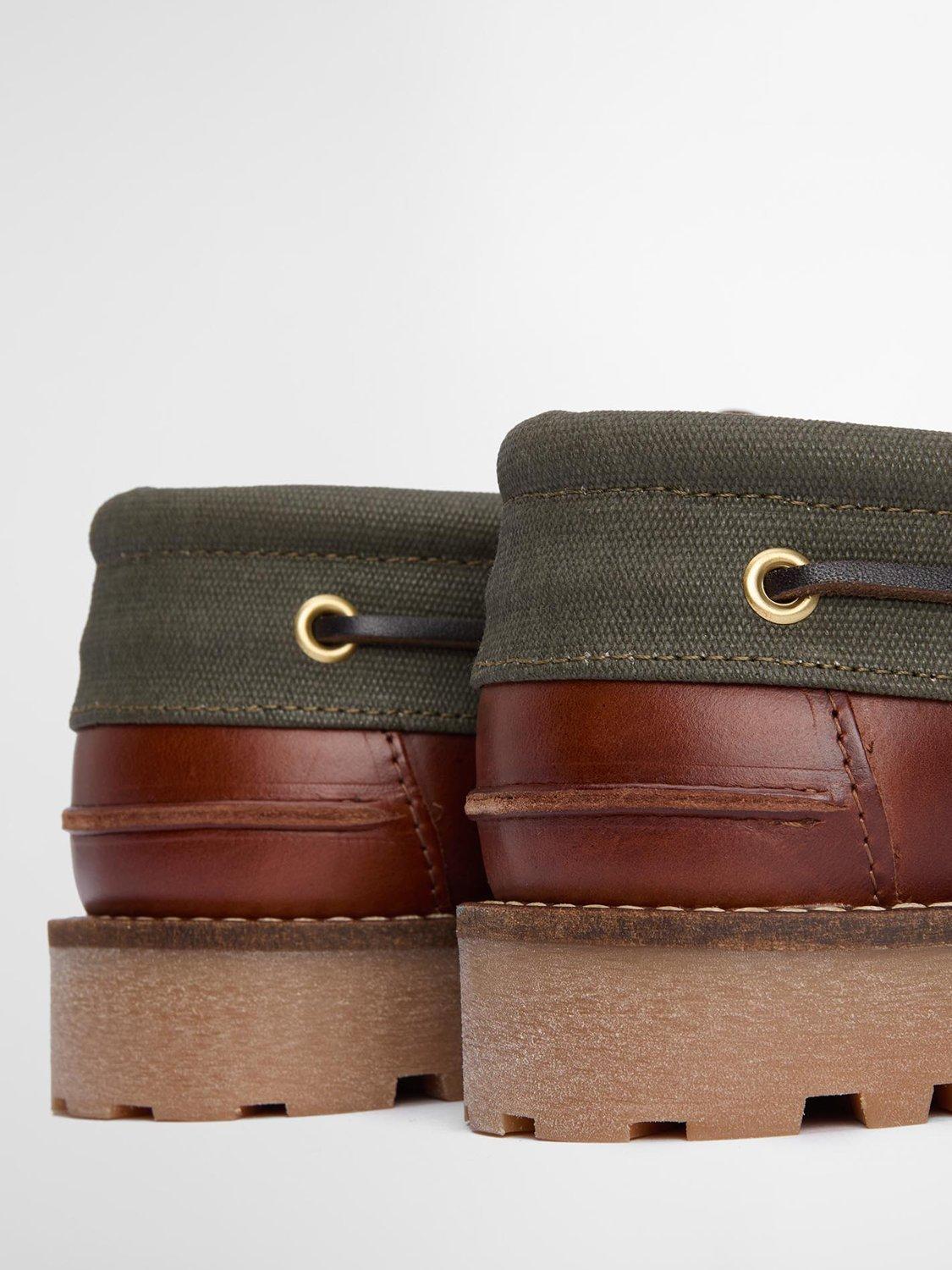 Product image 6 of 6, which shows Barbour Leather Re-Engineered Deck Boat Shoes, Mahogany/Olive, 7