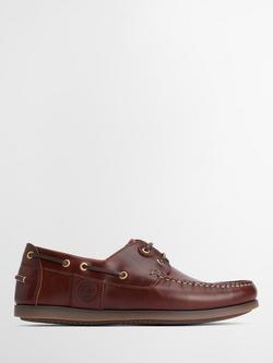 Barbour Wake Leather Boat Shoes, Mahogany