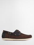 Barbour Wake Leather Boat Shoes, Tan/Navy