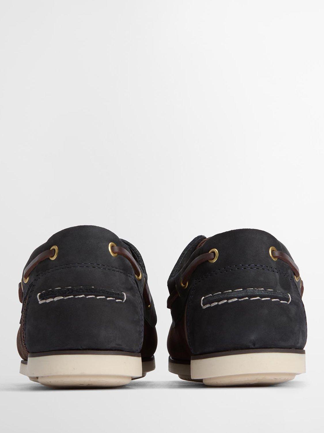 Product image 3 of 6, which shows Barbour Wake Leather Boat Shoes, Tan/Navy, 7