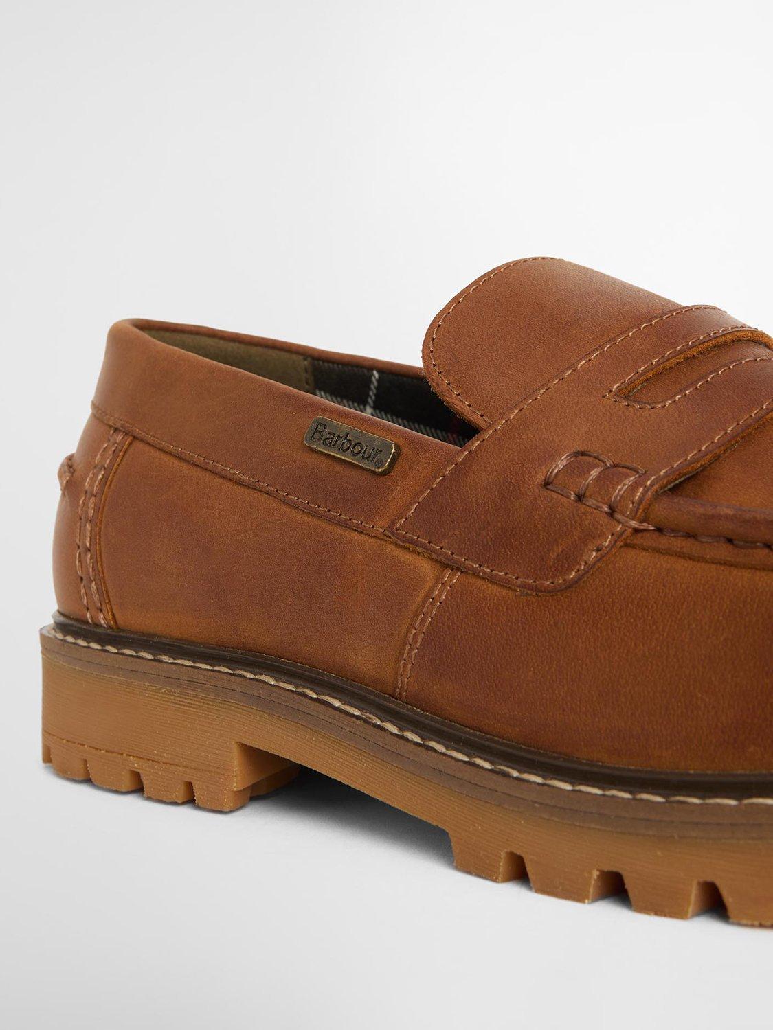 Product image 4 of 7, which shows Barbour Pumice Leather Loafers, Cognac Leather, 8