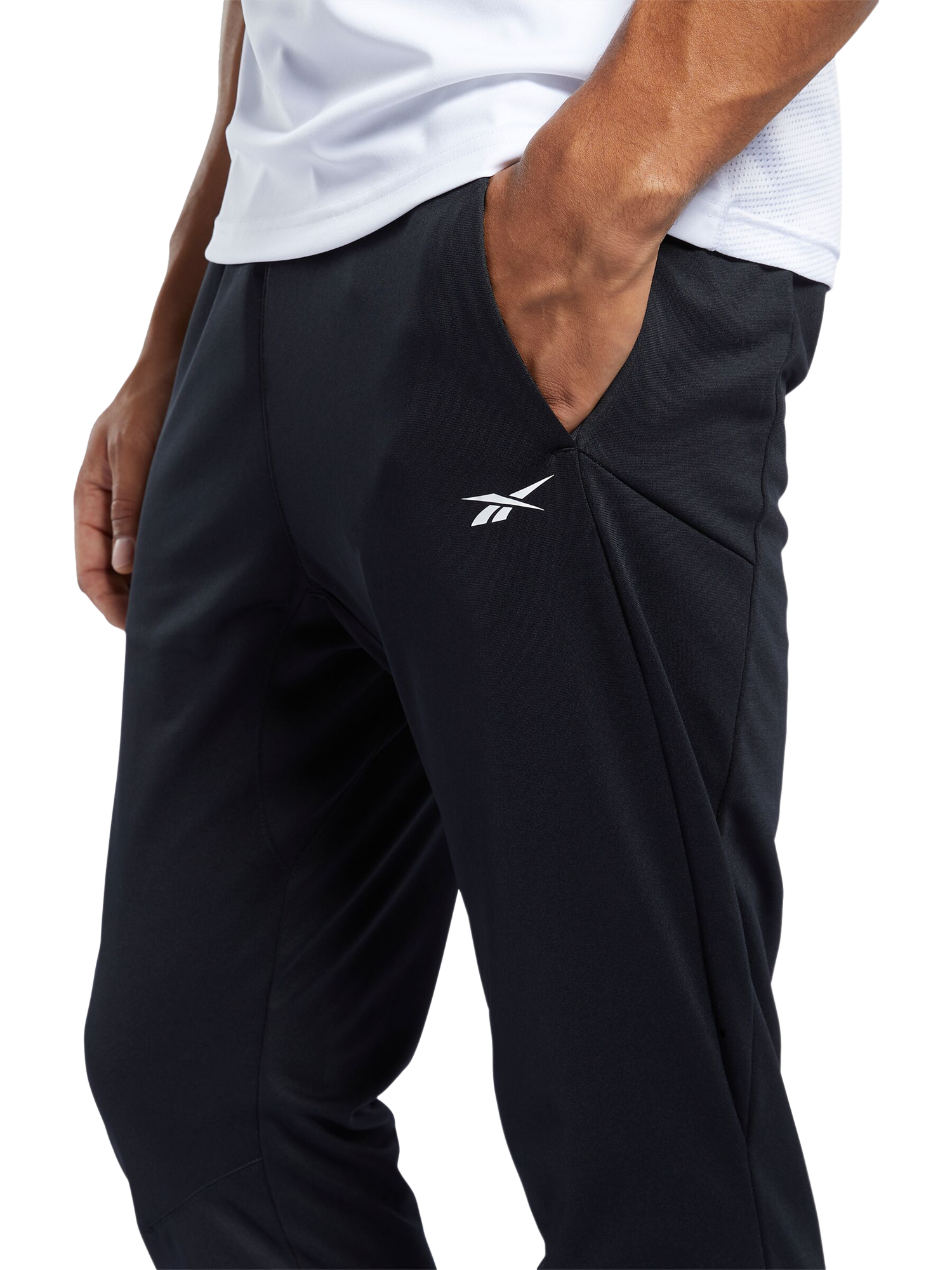 Product image 4 of 8, which shows Reebok Men's Id Train Slim Fit Track Pants, Black, S