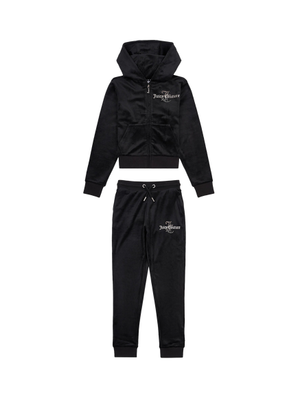 Juicy Couture Kids' Diamante Hoodie and Slim Joggers Set, Jet Black
