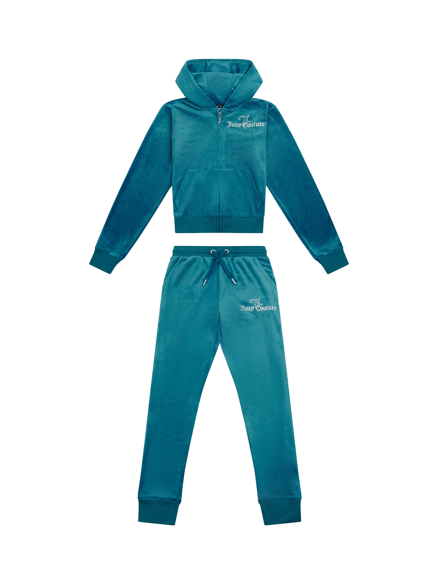 Product image 7 of 11, which shows Juicy Couture Kids' Diamante Hoodie and Slim Joggers Set, Lyons Blue, 7-8 years
