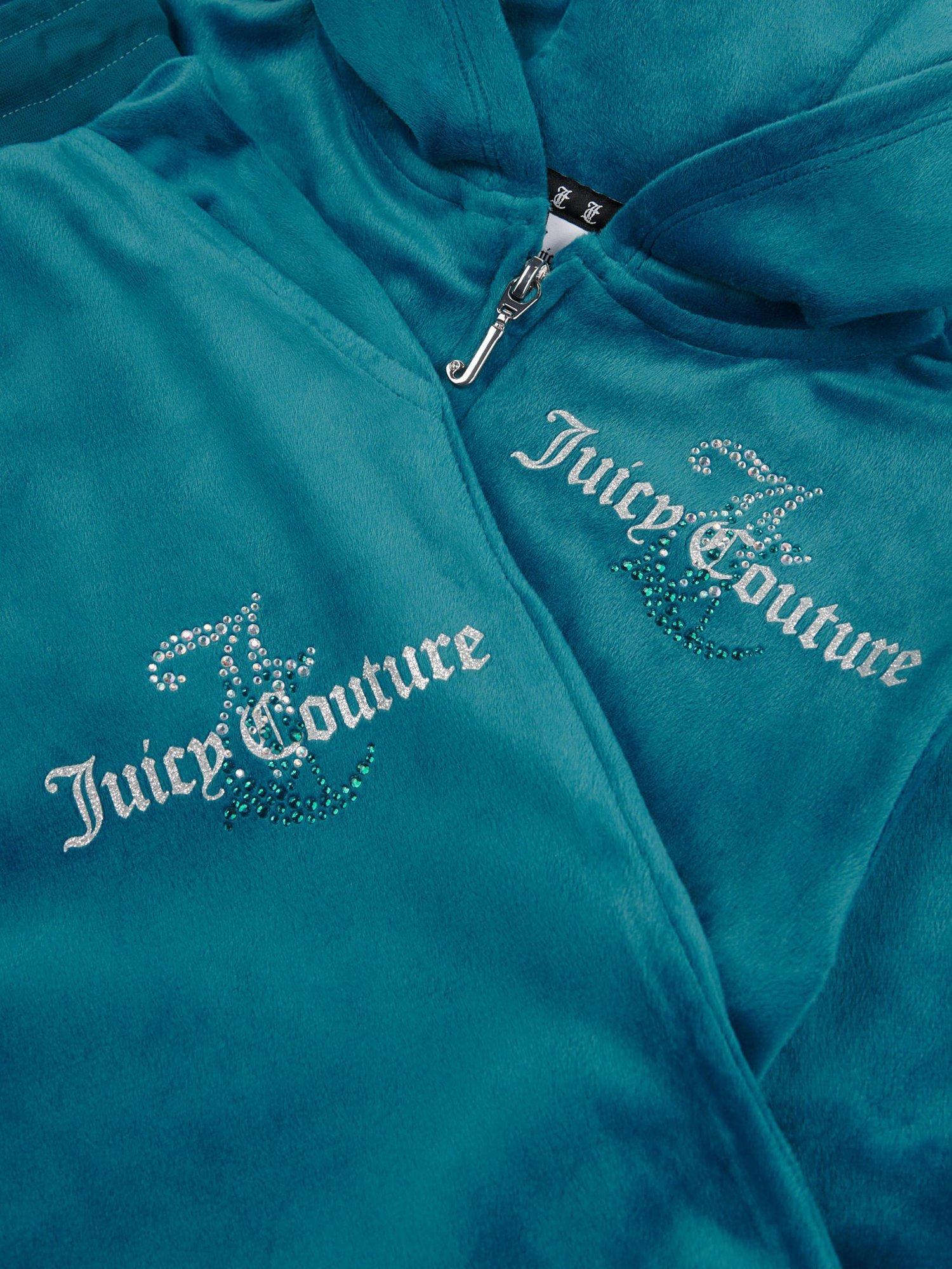 Product image 9 of 11, which shows Juicy Couture Kids' Diamante Hoodie and Slim Joggers Set, Lyons Blue, 7-8 years