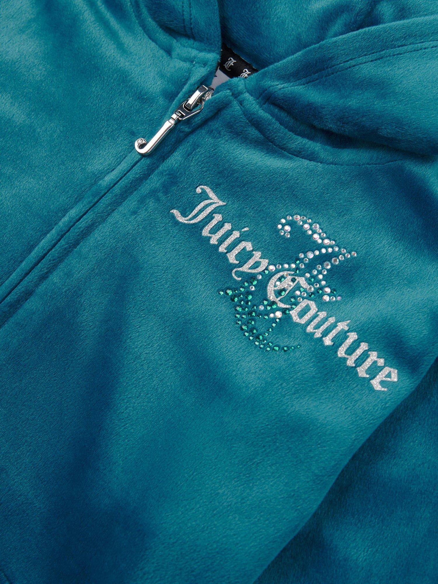 Product image 10 of 11, which shows Juicy Couture Kids' Diamante Hoodie and Slim Joggers Set, Lyons Blue, 7-8 years
