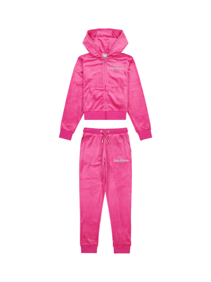 Juicy Couture Kids' Diamante Hoodie and Slim Joggers Set, Fuchsia