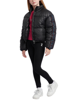 Juicy Couture Kids' Diamante Diamante Puffer Jacket, Black - view 2, Black