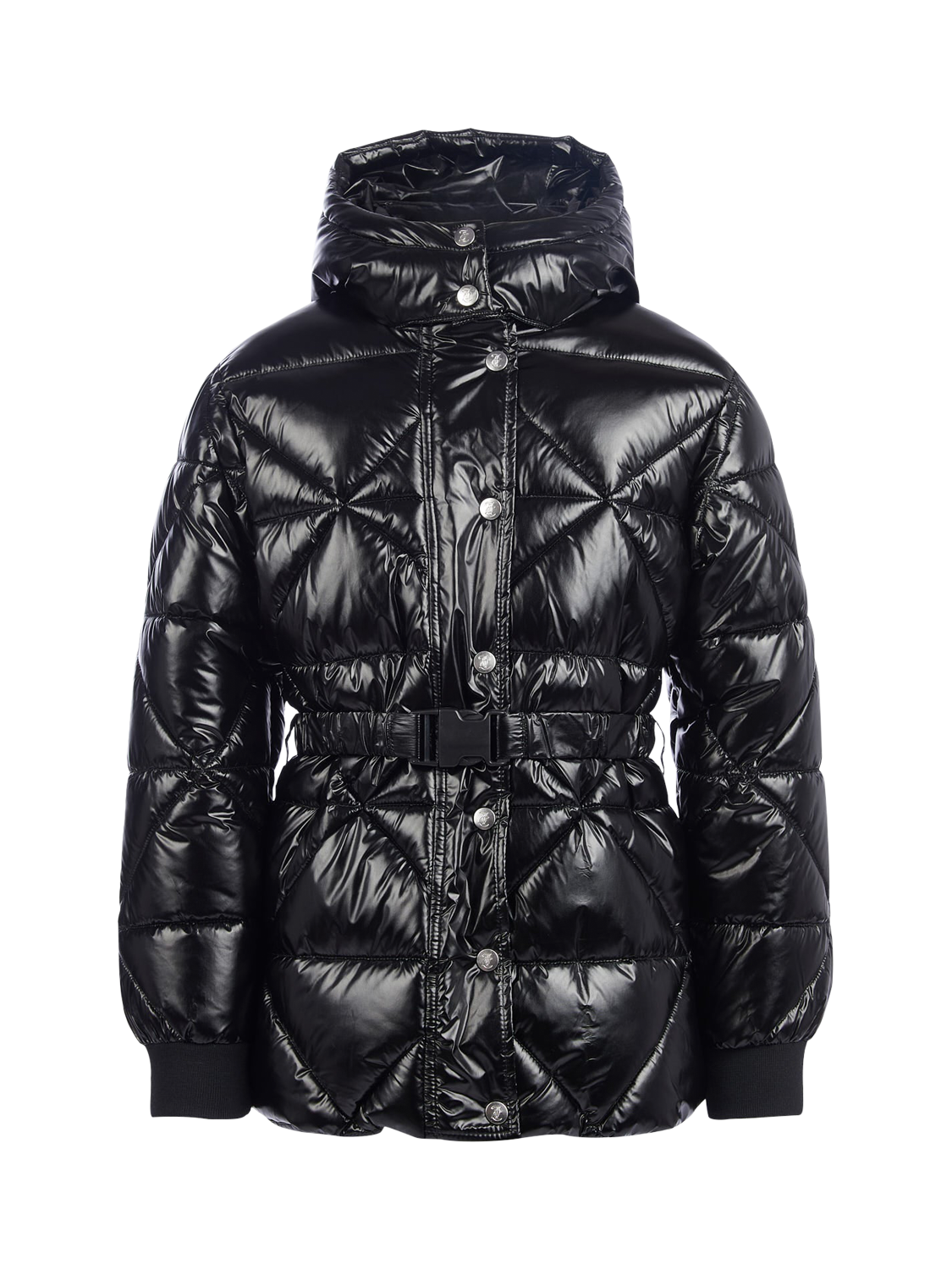 Product image 8 of 11, which shows Juicy Couture Kids' High Shine Belted Puffer Jacket, Black, 7-8 years