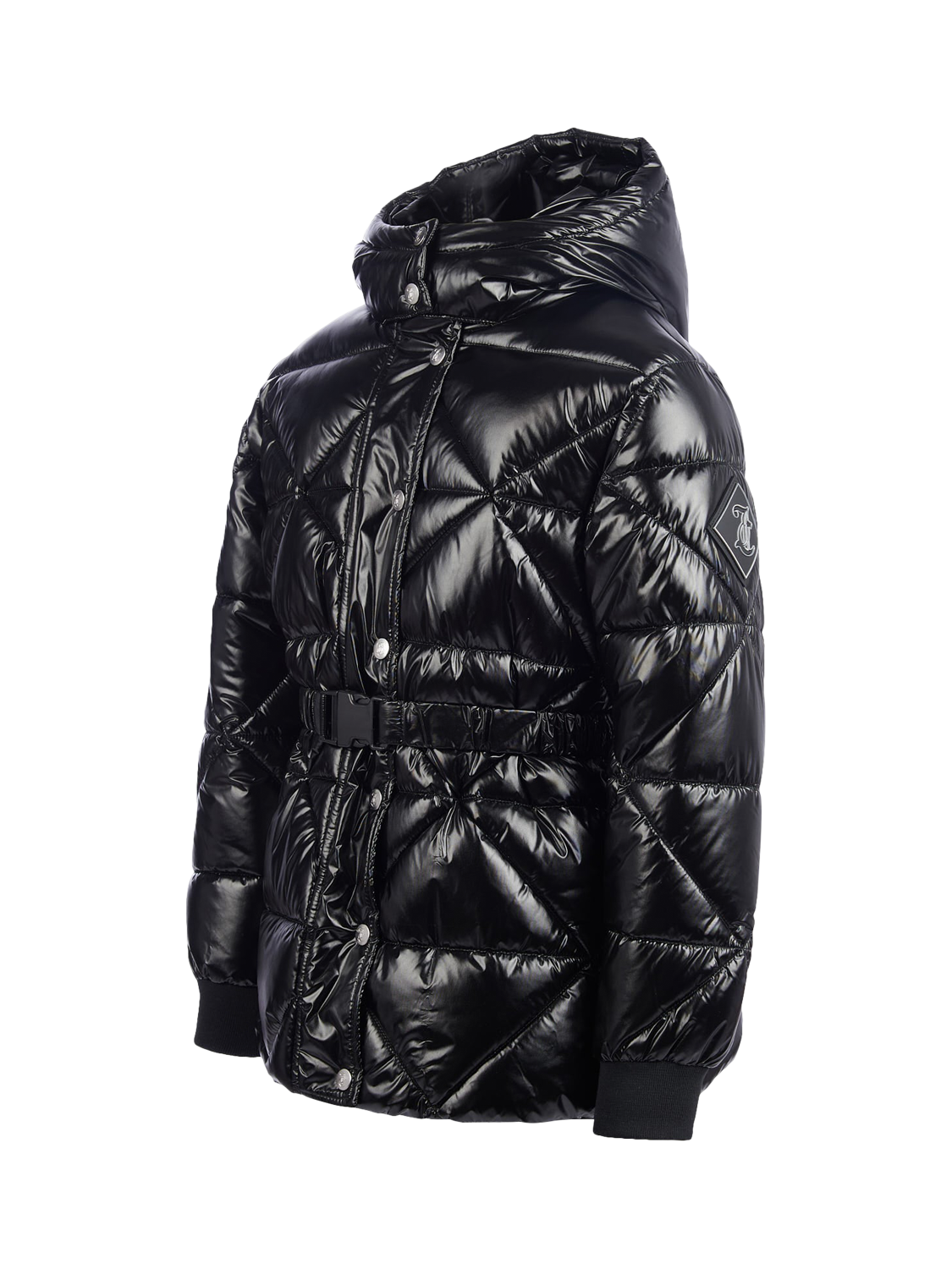 Product image 9 of 11, which shows Juicy Couture Kids' High Shine Belted Puffer Jacket, Black, 7-8 years