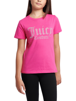 Juicy Couture Kids' Diamante Branded T-Shirt, Fuchsia Purple