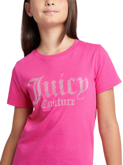 Juicy Couture Kids' Diamante Branded T-Shirt - view 2, Fuchsia Purple