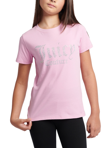Juicy Couture Kids' Diamante Branded T-Shirt, Pinky Lilac Chiffon