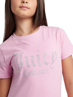 Juicy Couture Kids' Diamante Branded T-Shirt - view 2, Pinky Lilac Chiffon
