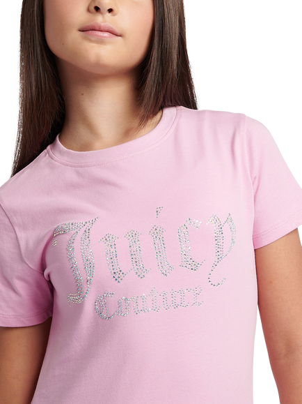 Juicy Couture Kids' Diamante Branded T-Shirt - view 2, Pinky Lilac Chiffon