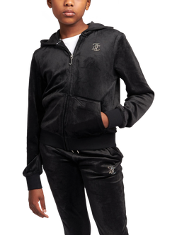 Juicy Couture Kids' Diamante Zip-Through Hoodie, Jet Black