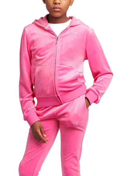 Juicy Couture Kids' Diamante Zip-Through Hoodie, Fuchsia