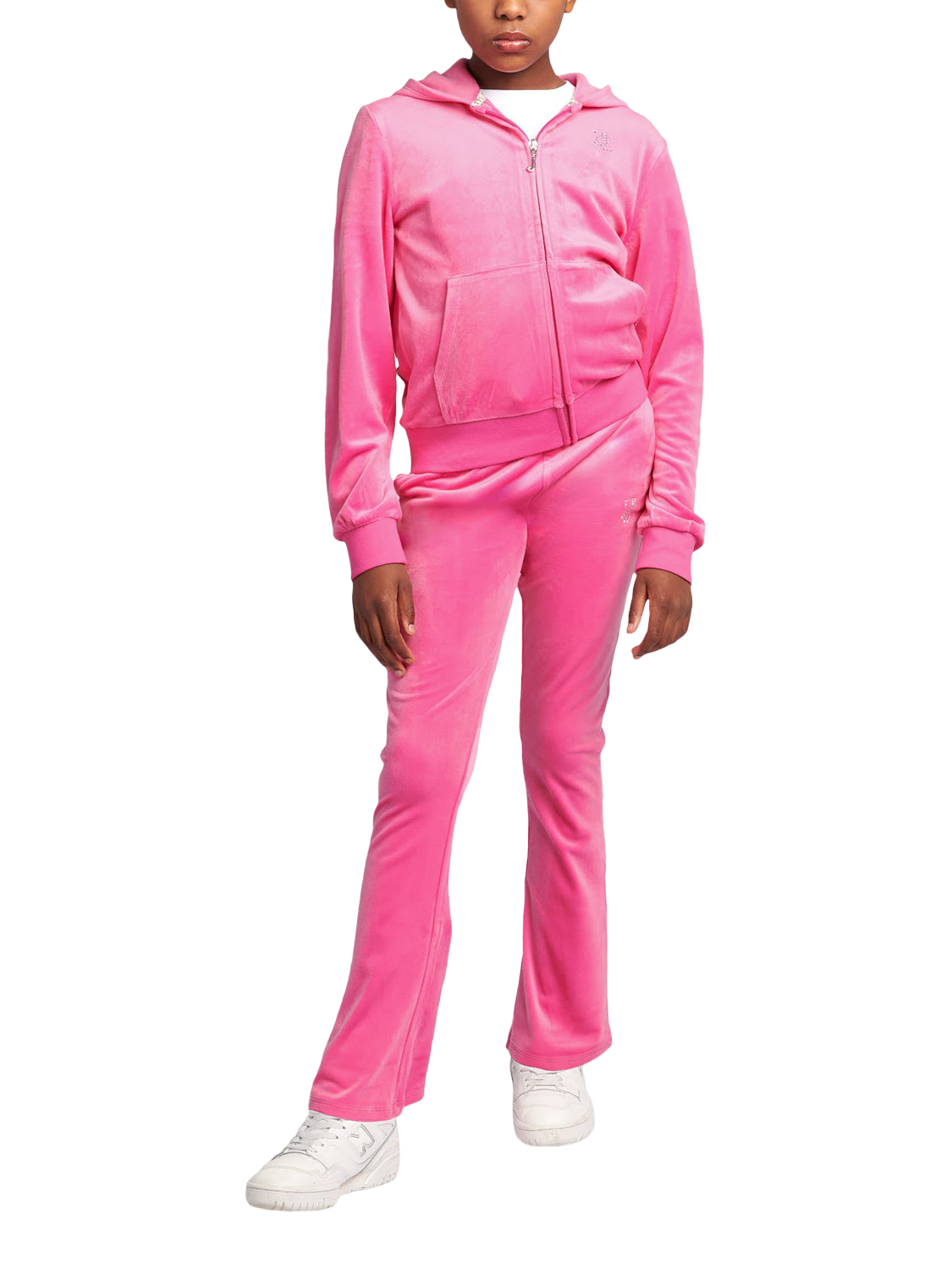 Product image 3 of 6, which shows Juicy Couture Kids' Diamante Zip-Through Hoodie, Fuchsia, 7-8 years