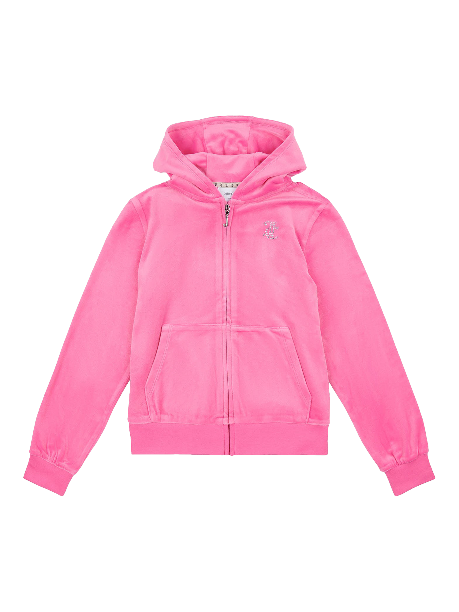 Product image 5 of 6, which shows Juicy Couture Kids' Diamante Zip-Through Hoodie, Fuchsia, 7-8 years