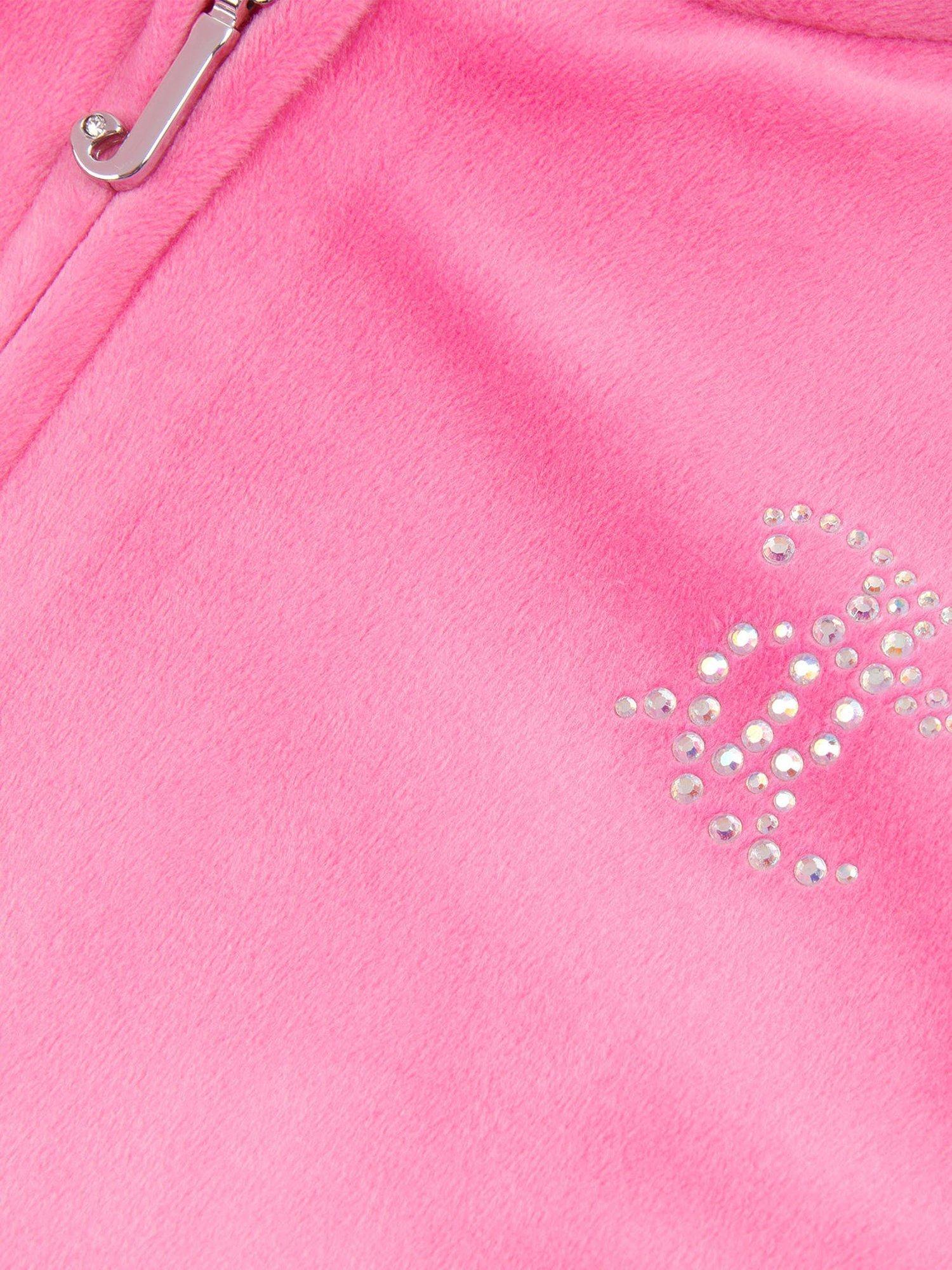 Product image 6 of 6, which shows Juicy Couture Kids' Diamante Zip-Through Hoodie, Fuchsia, 7-8 years