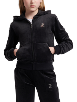 Juicy Couture Kids' Mini Diamante Zip Hoodie, Jet Black