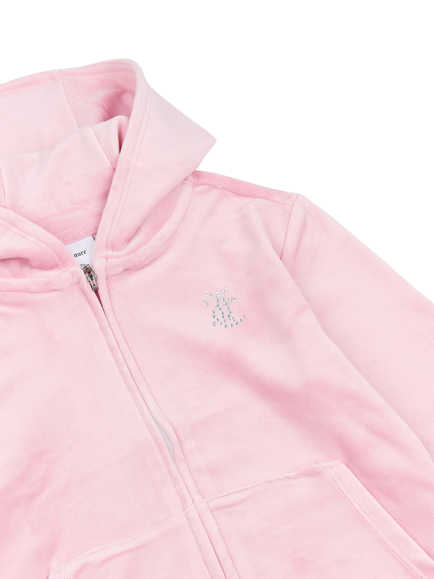 Product image 6 of 6, which shows Juicy Couture Kids' Mini Diamante Zip Hoodie, Pink Nectar, 7-8 years