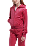 Juicy Couture Kids' Mini Diamante Zip Hoodie, Sangria