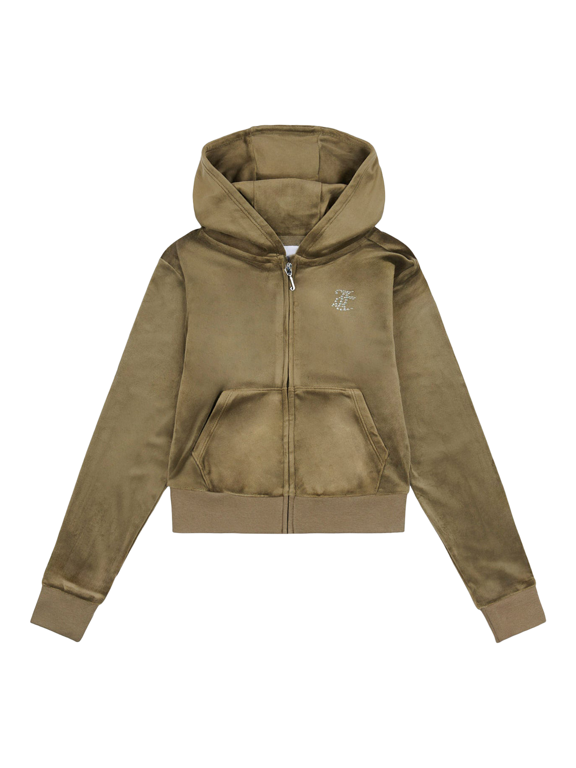 Product image 5 of 7, which shows Juicy Couture Kids' Mini Diamante Zip Hoodie, Tea Leaf, 7-8 years
