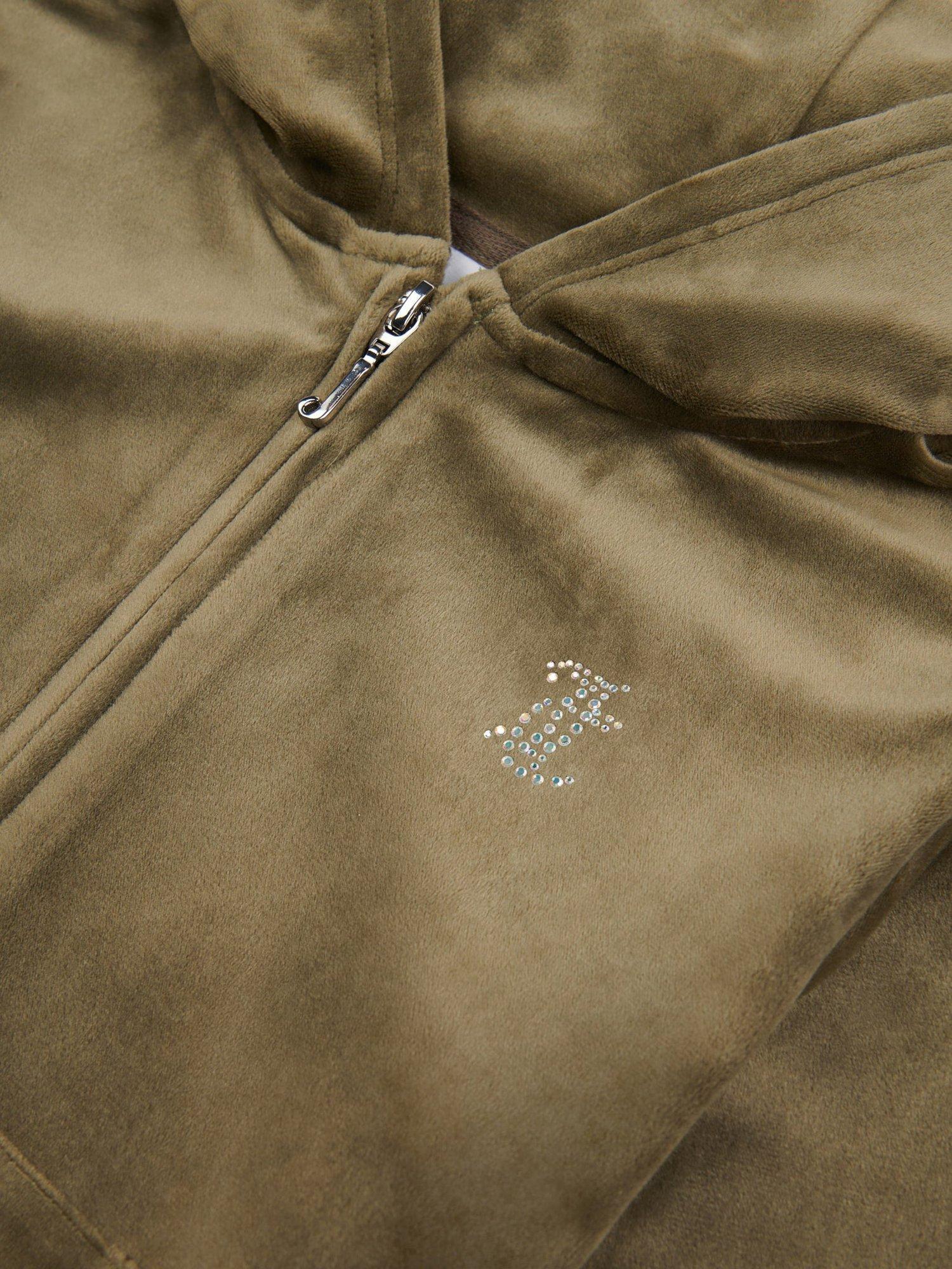 Product image 7 of 7, which shows Juicy Couture Kids' Mini Diamante Zip Hoodie, Tea Leaf, 7-8 years