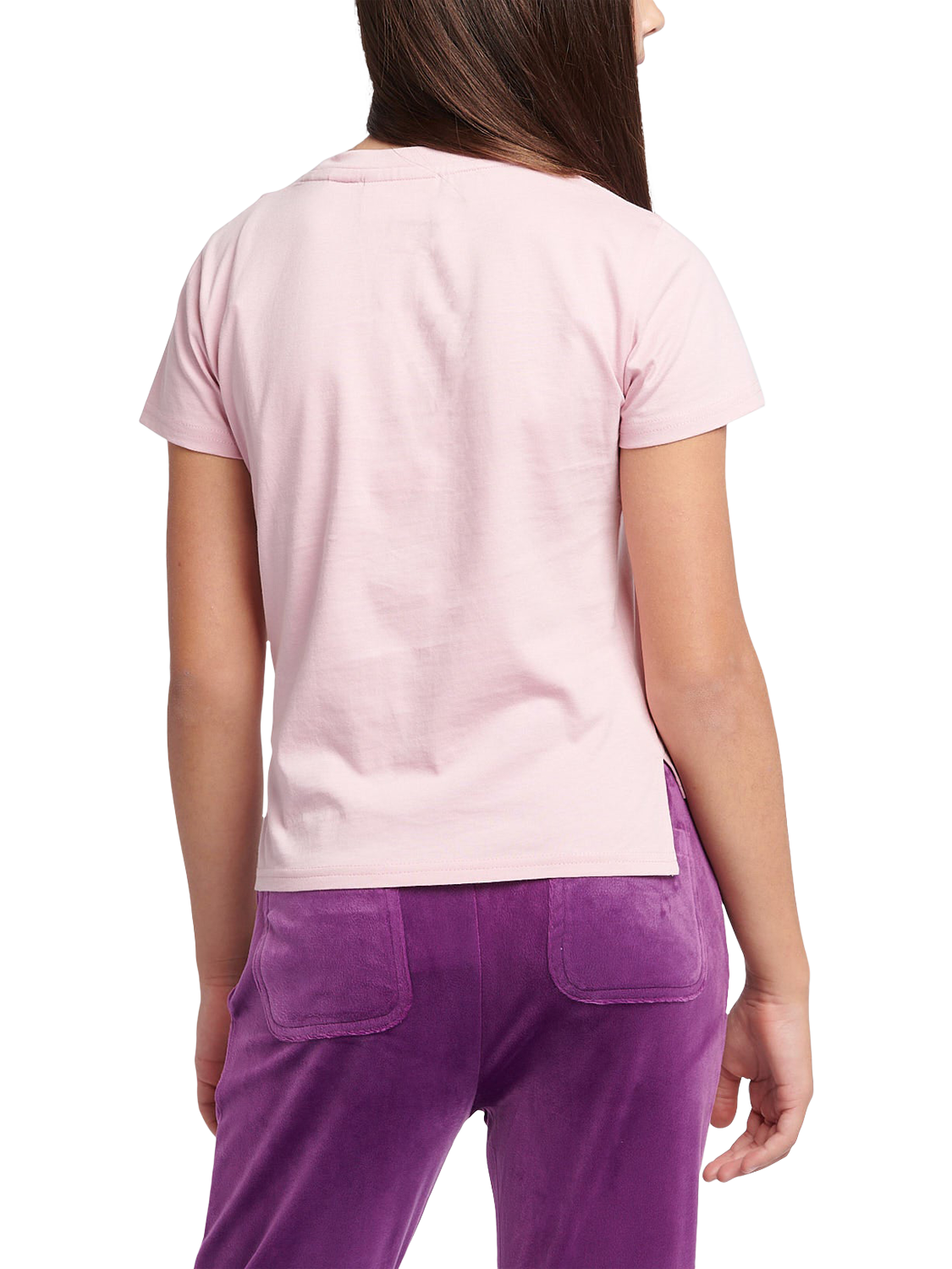 Product image 3 of 7, which shows Juicy Couture Kids' Tonal Diamante Fitted T-Shirt, Pink Nectar, 7-8 years