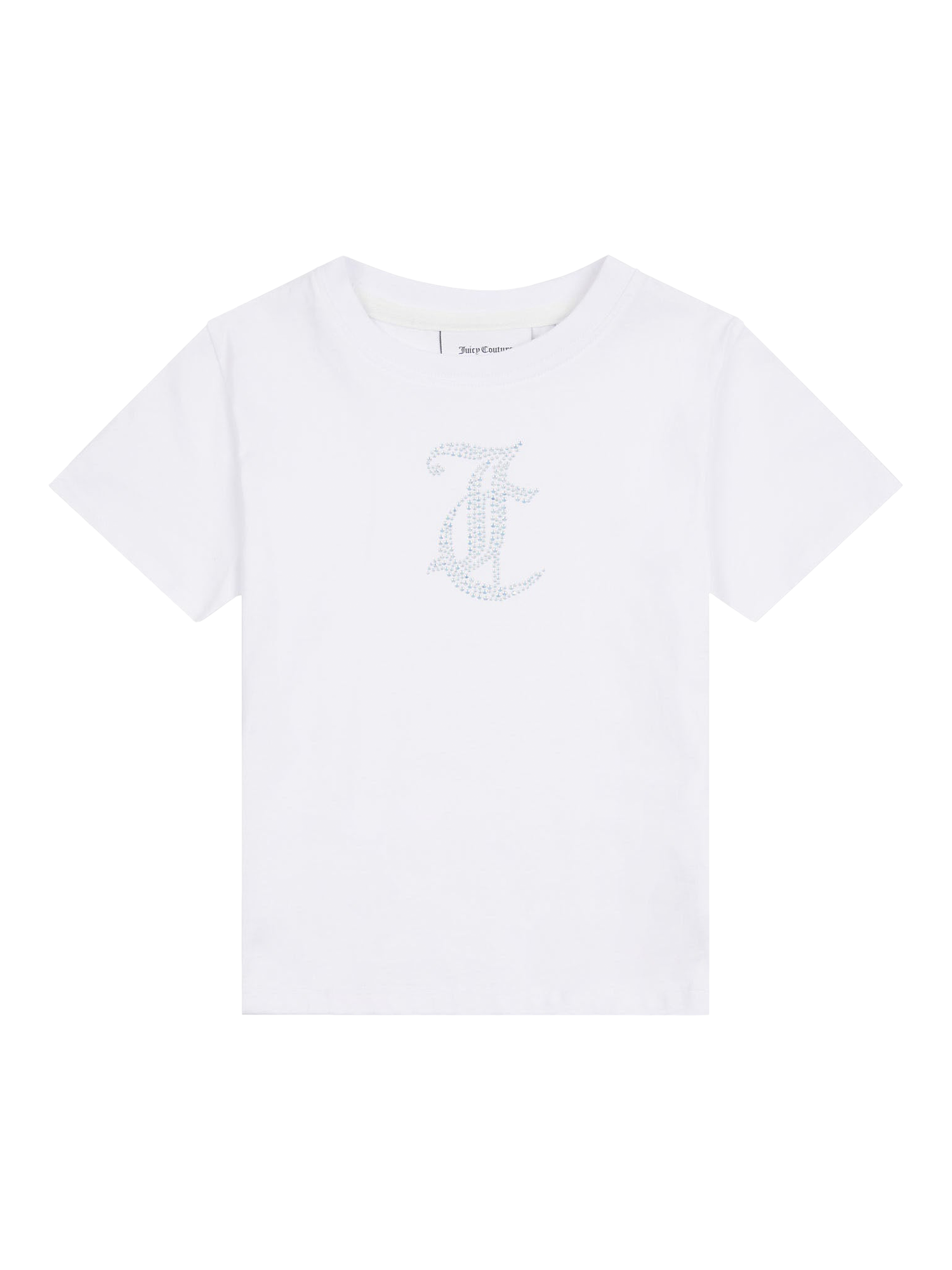 Product image 6 of 8, which shows Juicy Couture Kids' Tonal Diamante Fitted T-Shirt, Bright White, 7-8 years