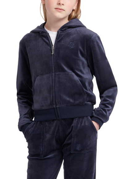 Juicy Couture Kids' Velour Tonal Zip Hoodie, Night Sky