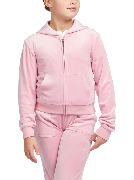 Juicy Couture Kids' Velour Tonal Zip Hoodie, Pink Nectar