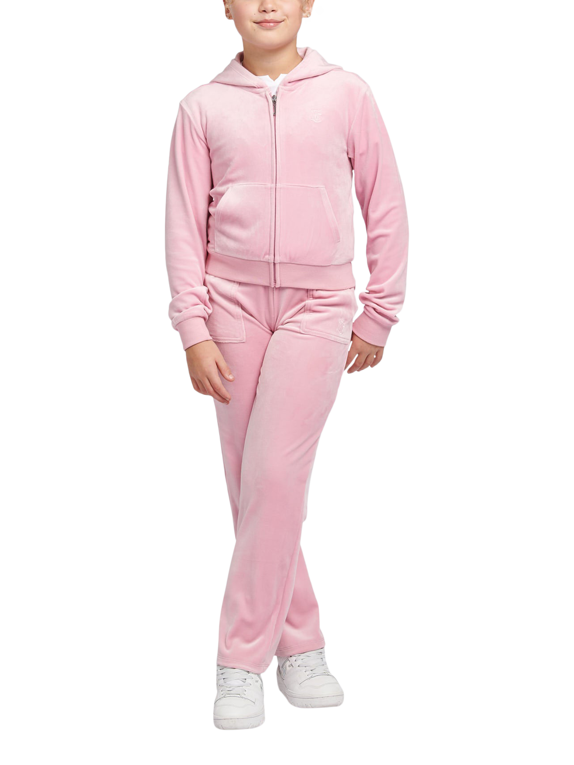 Product image 2 of 8, which shows Juicy Couture Kids' Velour Tonal Zip Hoodie, Pink Nectar, 7-8 years
