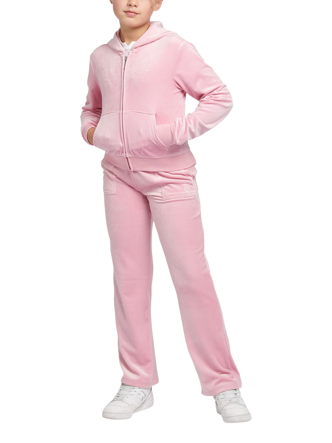 Product image 5 of 8, which shows Juicy Couture Kids' Velour Tonal Zip Hoodie, Pink Nectar, 7-8 years