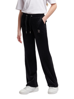Juicy Couture Kids' Diamante Wide Leg Jogging Bottoms, Jet Black