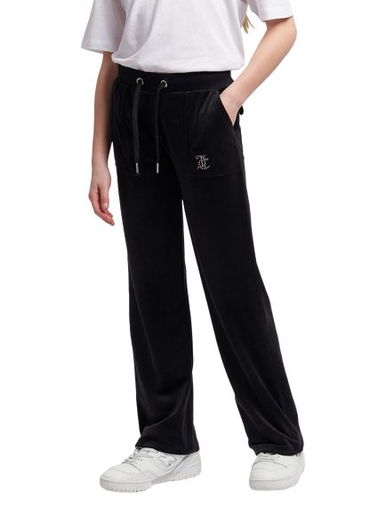 Juicy Couture Kids' Diamante Wide Leg Jogging Bottoms, Jet Black