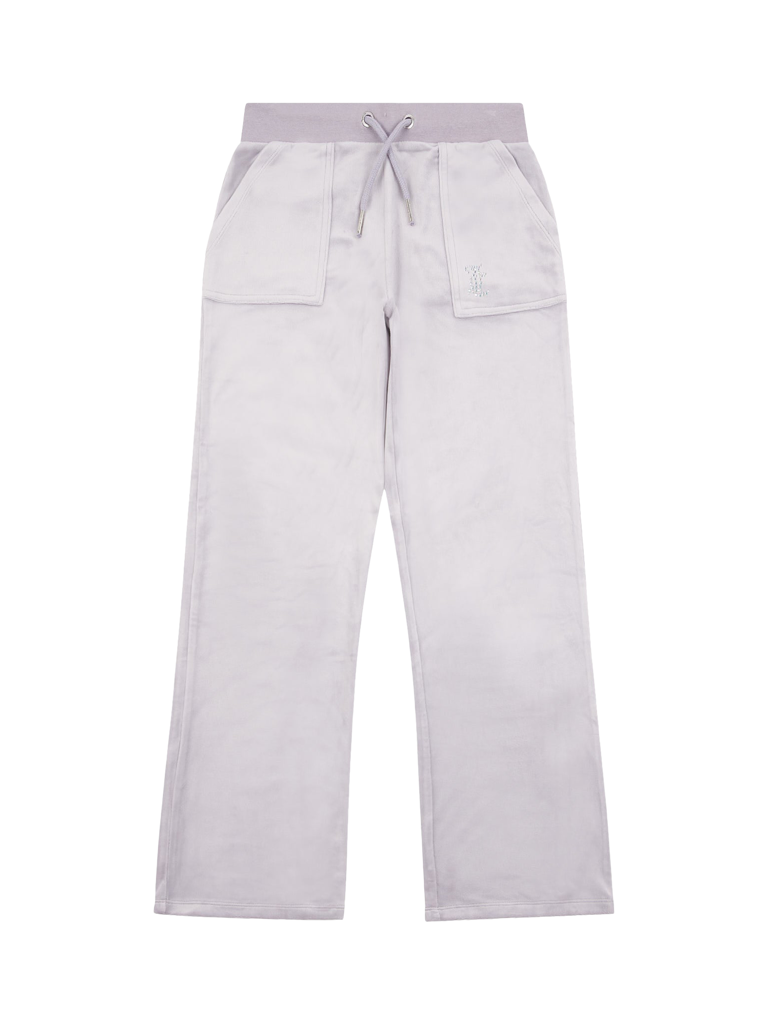 Product image 1 of 4, which shows Juicy Couture Kids' Diamante Wide Leg Jogging Bottoms, Dapple Grey, 7-8 years