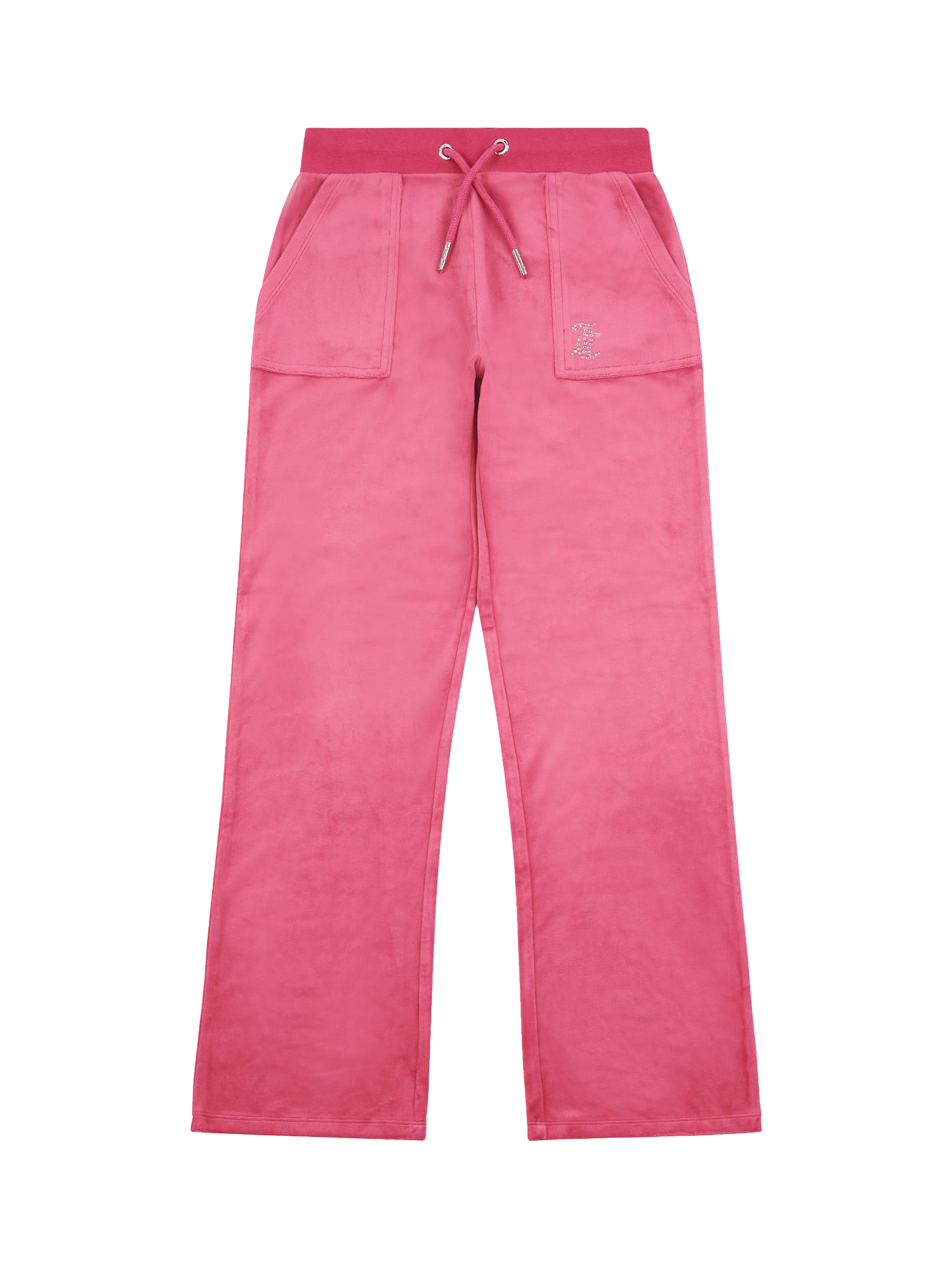 Product image 1 of 4, which shows Juicy Couture Kids' Diamante Wide Leg Jogging Bottoms, Sangria, 7-8 years