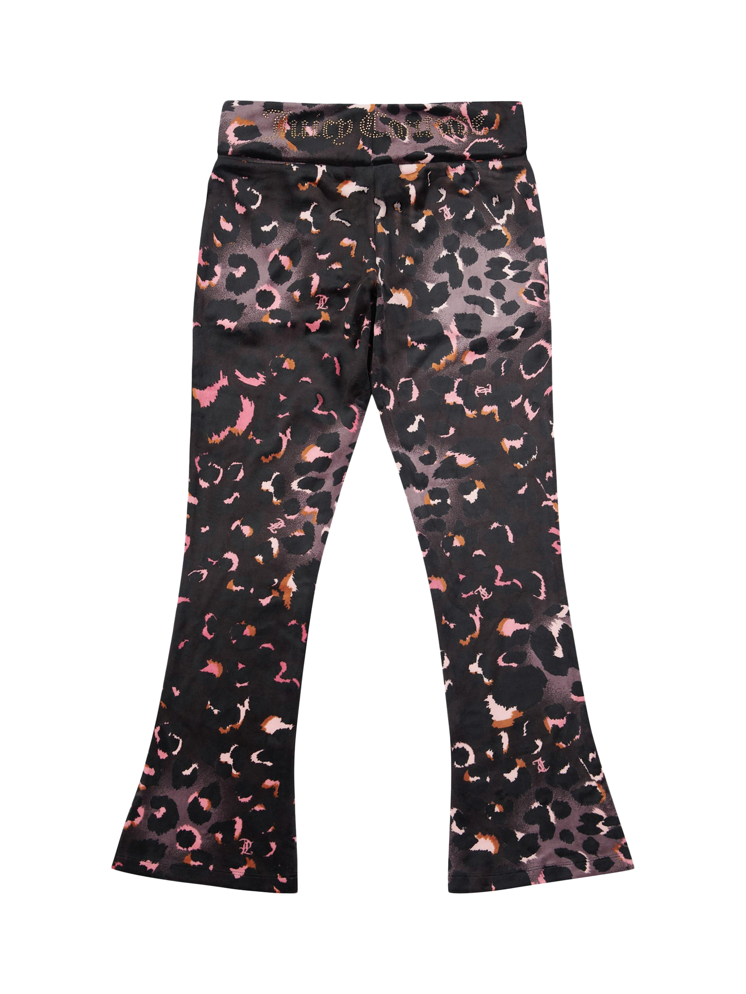 Product image 7 of 9, which shows Juicy Couture Kids' Velour Leopard Print Deep Waistband Joggers, Black, 7-8 years