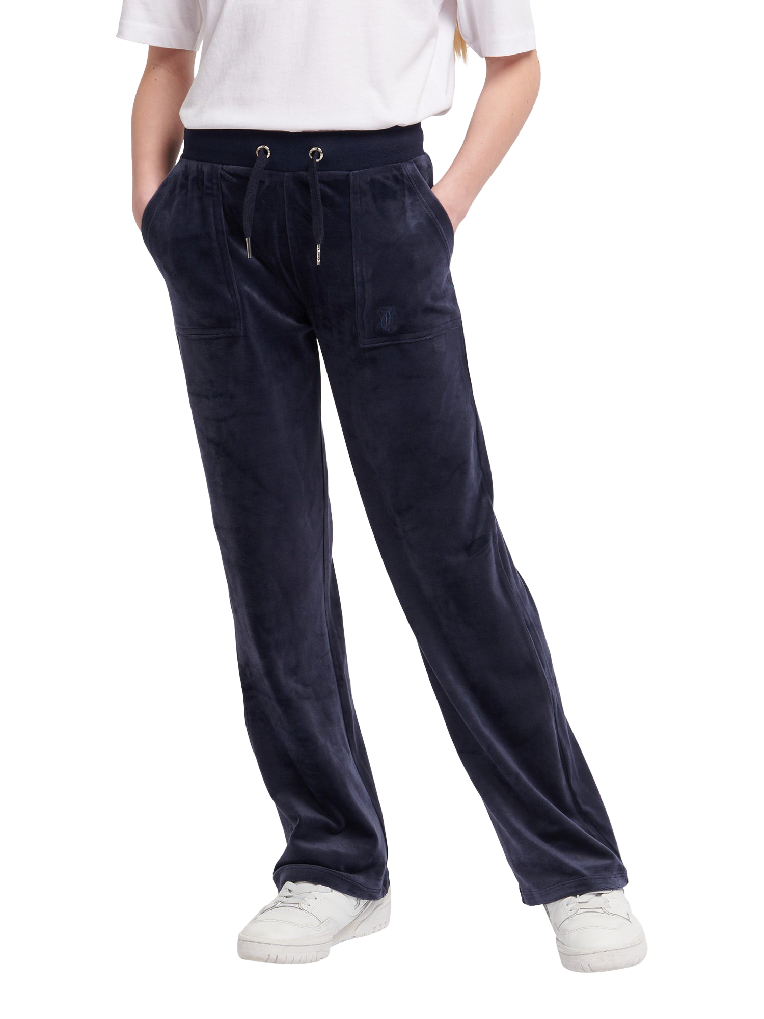 Product image 1 of 6, which shows Juicy Couture Kids' Velour Tonal Wide Leg Joggers, Night Sky, 7-8 years