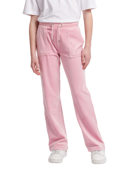 Juicy Couture Kids' Velour Tonal Wide Leg Joggers, Pink Nectar