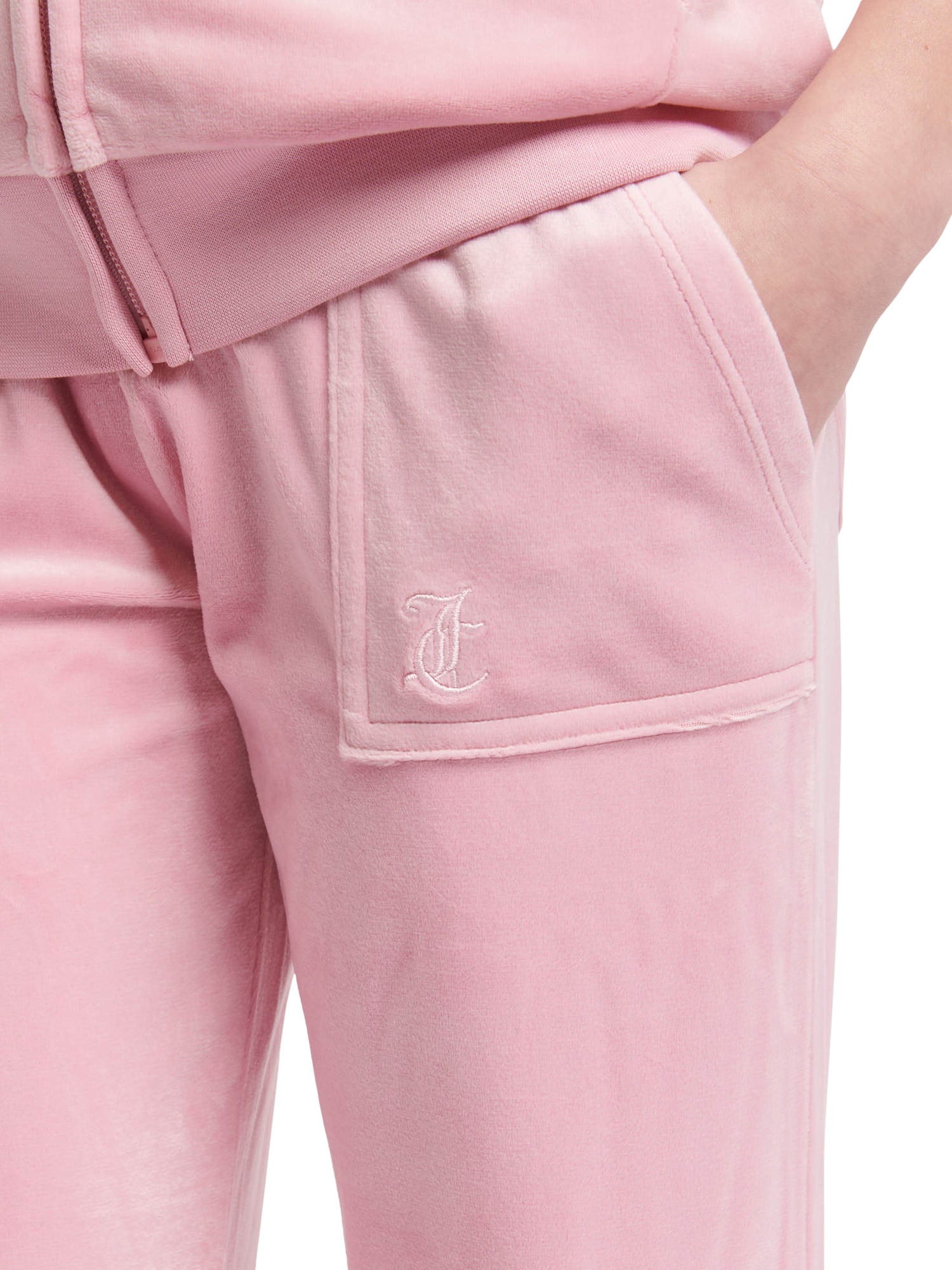 Product image 3 of 7, which shows Juicy Couture Kids' Velour Tonal Wide Leg Joggers, Pink Nectar, 7-8 years